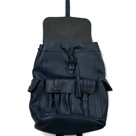Coach‎ Hudson Leather Backpack Teal Blue Bucket School Work Briefcase Office main image 3